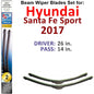 Beam Wiper Blades for 2017 Hyundai Santa Fe Sport (Set of 2)