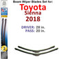 Beam Wiper Blades for 2018 Toyota Sienna (Set of 2)