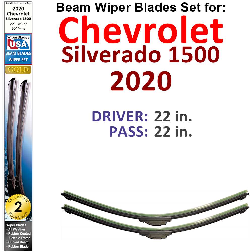 Beam Wiper Blades for 2020 Chevrolet Silverado 1500 (Set of 2)