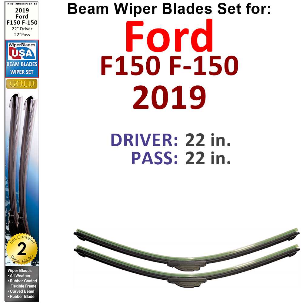 Beam Wiper Blades for 2019 Ford F150 F-150 (Set of 2)