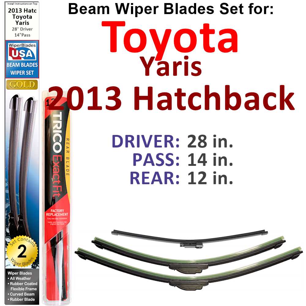 Beam Wiper Blades for 2013 Toyota Yaris  Hatchback (Set of 3)