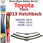 Beam Wiper Blades for 2013 Toyota Yaris  Hatchback (Set of 3)