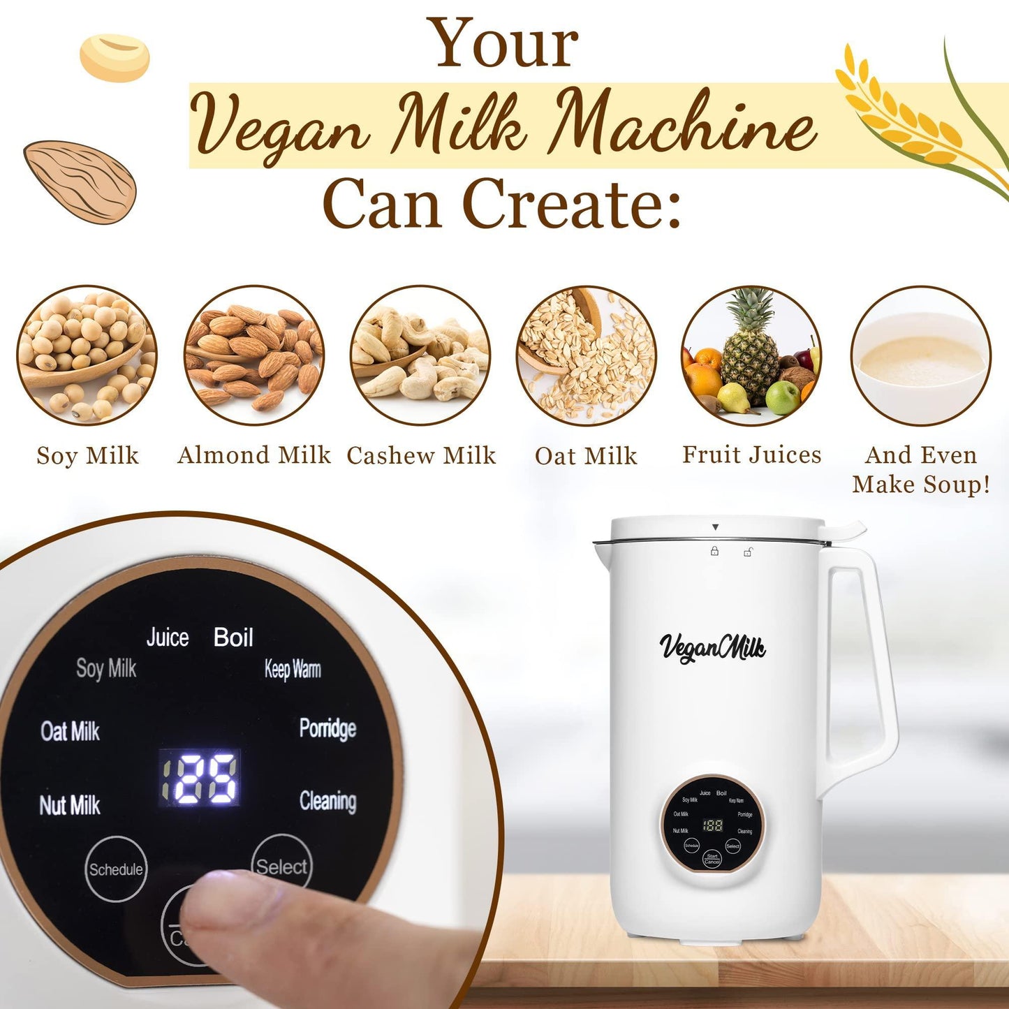 Soy Milk Maker Machine   8 in 1 Vegan Nut Milk Maker   Nut Milk