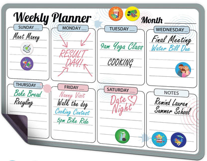 Monthly Magnetic Calendar for Fridge 12x17 In with 3 Markers & Eraser