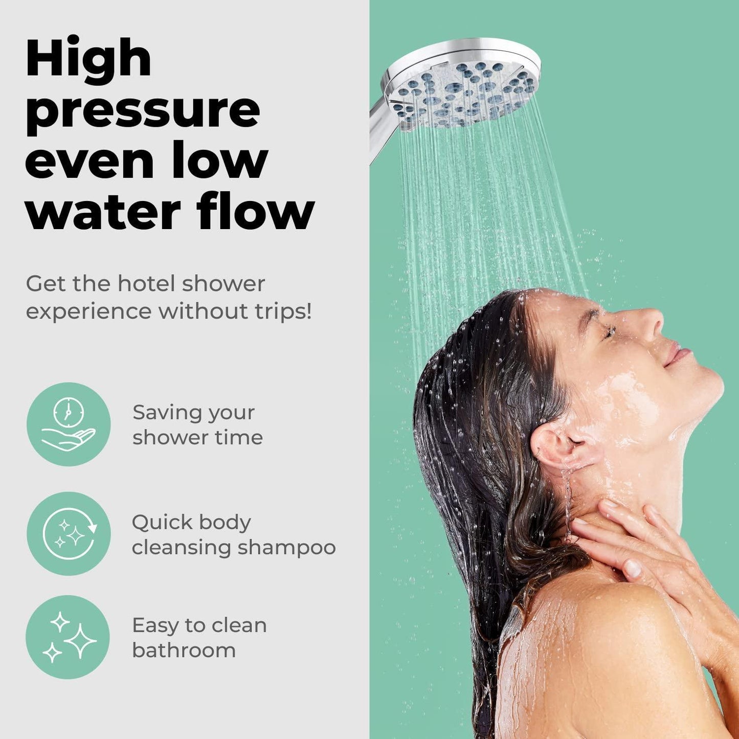 High Pressure Shower Head with Handheld   8 Spray Settings High Flow