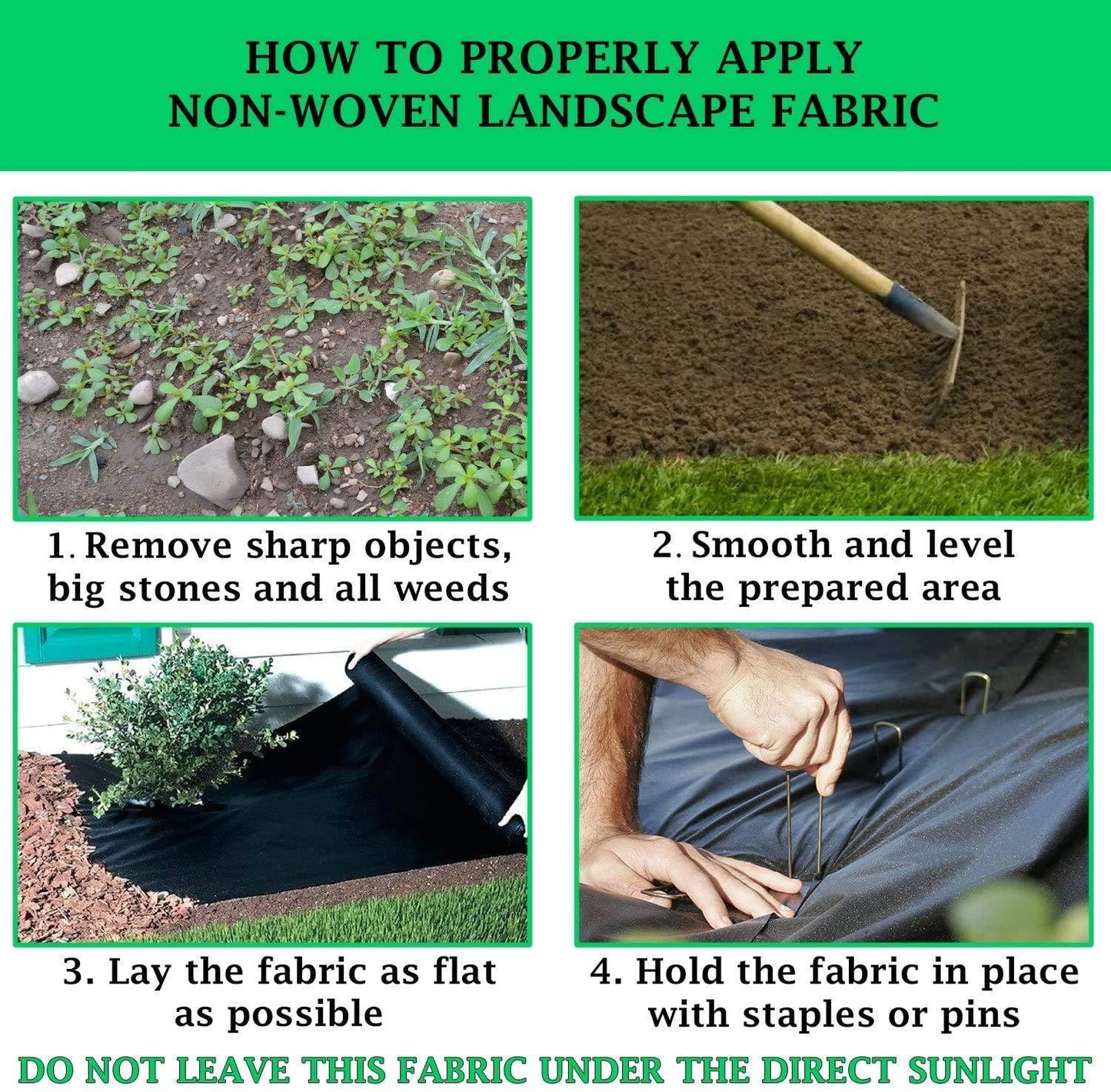 Non Woven Landscape Fabric‚Äì4Ftx100Ft 1.8oz Weed Barrier Cloth Heavy