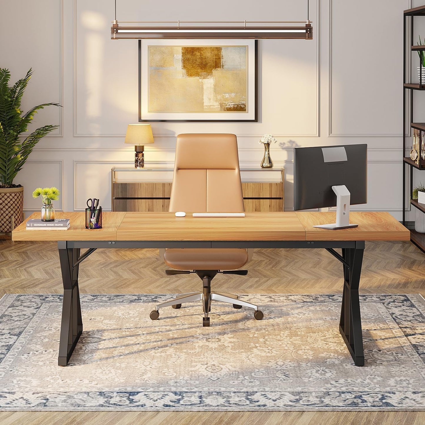 70.8-Inch Executive Desk, Large Computer Office Desk Workstation,