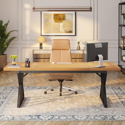 70.8-Inch Executive Desk, Large Computer Office Desk Workstation,