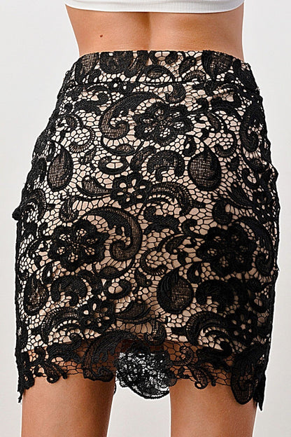 Floral Lace Mini Skirt
