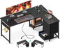L Shaped Gaming Desk with 4 Drawers, 53" Reversible Home Office Desks