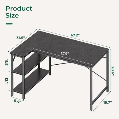 L Shaped Desk, 47 Inches Computer Desk with Reversible Storage