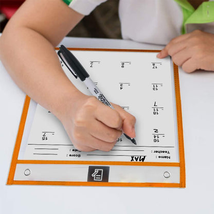 22 Pack Clear Reusable Dry Erase Pockets 10x13   Multi Color Teacher