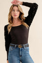 And The Why Textured Puff Sleeve Bodysuit