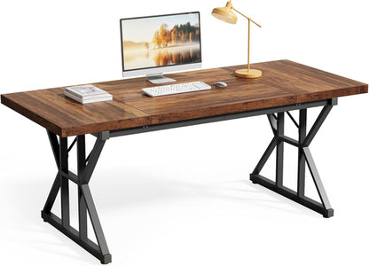 70.8-Inch Office Desk, Wooden Executive Office Desk, Modern Work Desk,