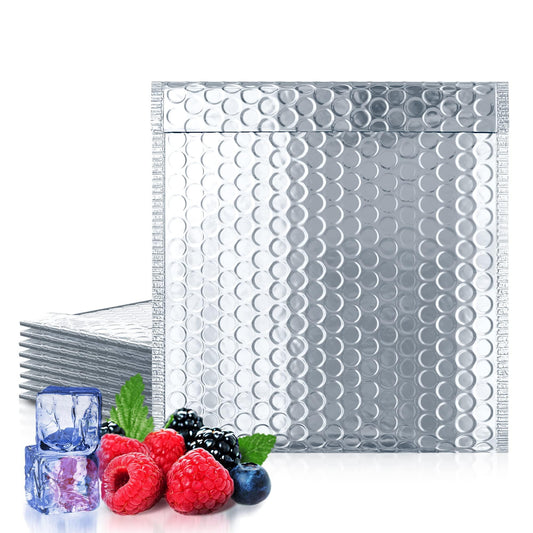 Pack of 10 Silver Thermal Insulated Bubble Mailers 12x17 Food Grade