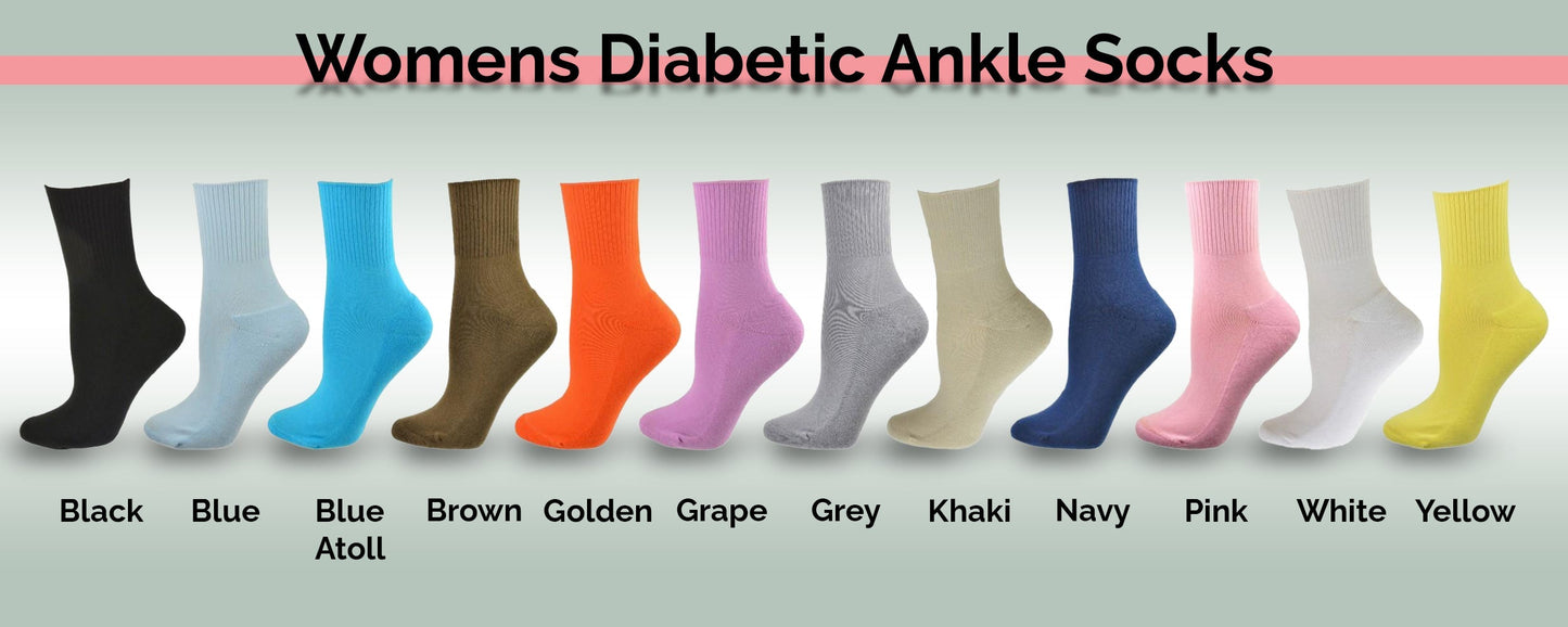 Diabetic/Arthritic Cushioned Cotton Ankle Socks 3 Pack Women Socks