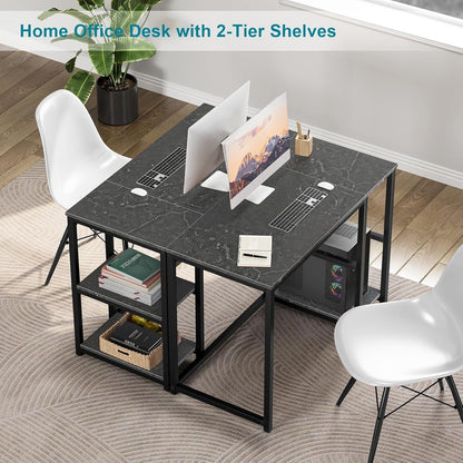 Computer Desk 40 Inches with 2-Tier Shelves Sturdy Home Office Desk