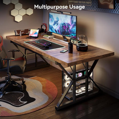 70.8-Inch Office Desk, Wooden Executive Office Desk, Modern Work Desk,