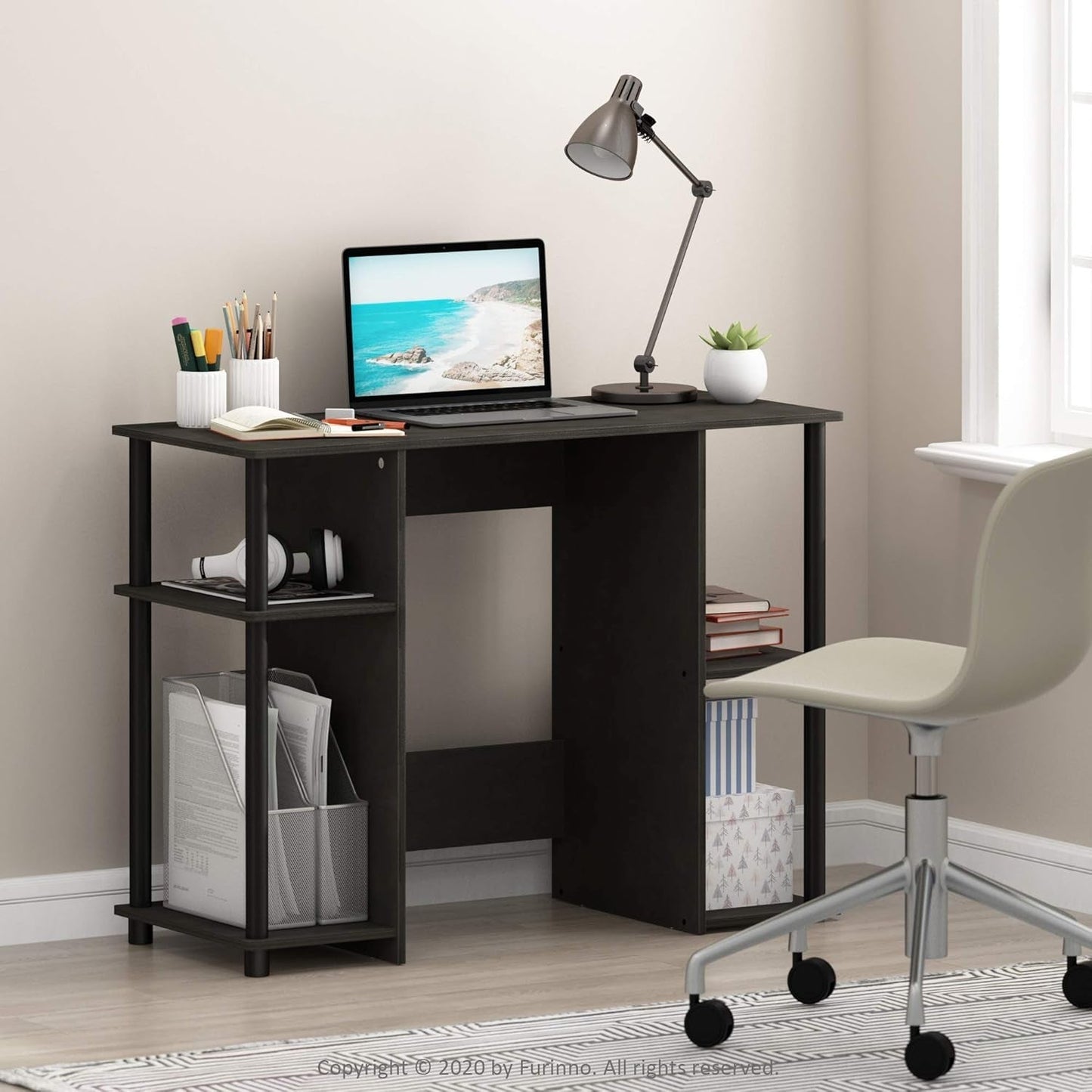 JAYA Computer Study Desk,Open Storage, Espresso