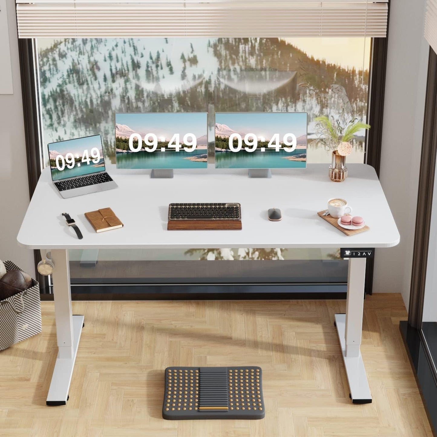 Electric Height Adjustable Standing Desk Large 55 X 24 Inches Sit