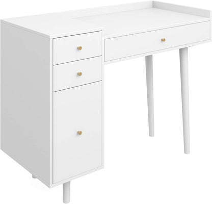 Daisy Vanity Dressing Table or Makeup Desk with 4-Drawers and Brass