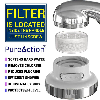 PureAction Luxury Filtered Shower Head with Handheld Hose  Hard Water