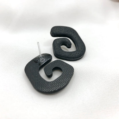 Artisan Made Black Polymer Clay Earrings - Nickel Free