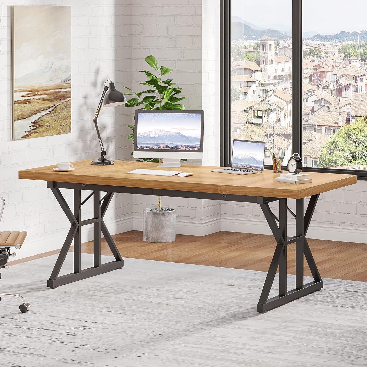 70.8-Inch Executive Desk, Large Computer Office Desk Workstation,