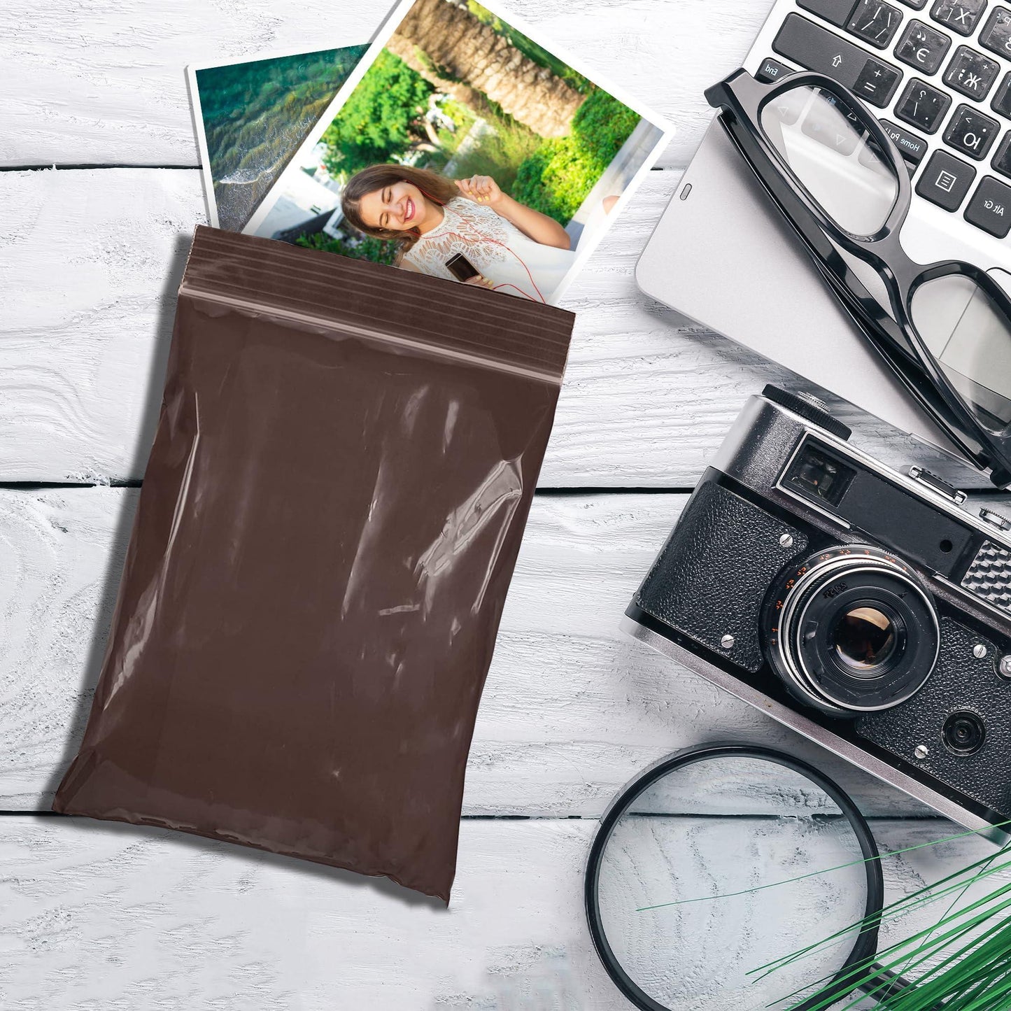 Amber Zip Bags 3 x 5 Brown Poly Zip Bags for Storage 100 Pack
