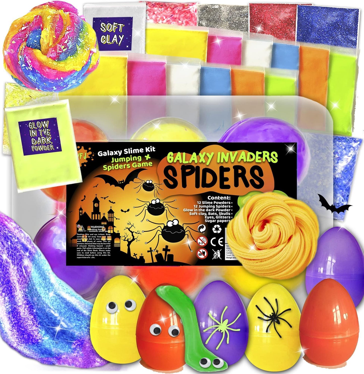 Galaxy & Glow In The Dark Slime Kit For Boys And Girls Make 25 Oz Of