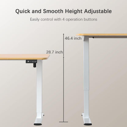 Electric Height Adjustable Standing Desk Large 55 X 24 Inches Sit
