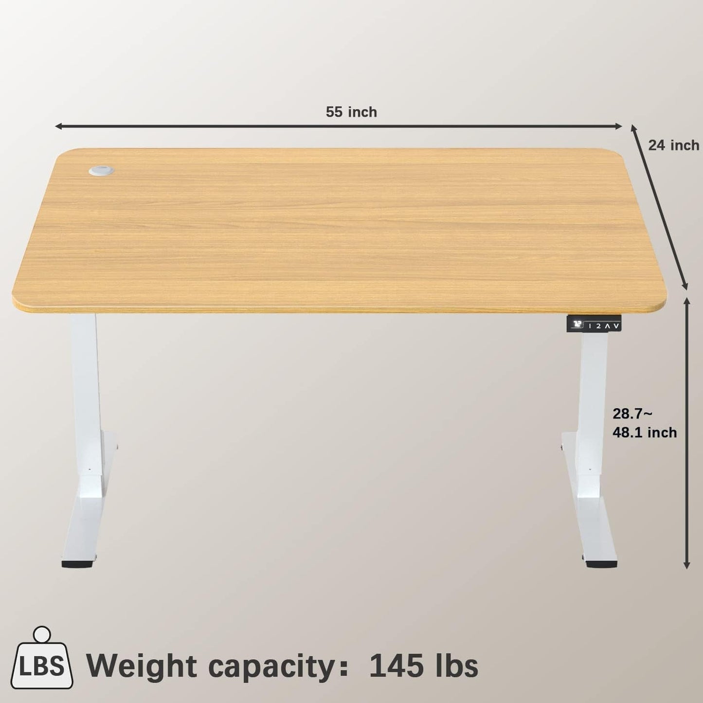 Electric Height Adjustable Standing Desk Large 55 X 24 Inches Sit