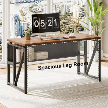 55" Executive Computer Desk and Lateral File Cabinet, L-Shaped Office