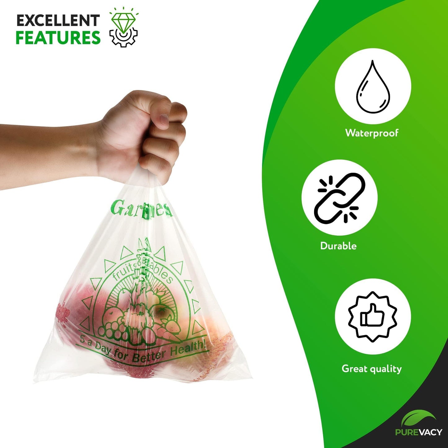 PUREVACY Food Plastic Produce Bags Roll 12 x 17. Roll of 1000 Plastic