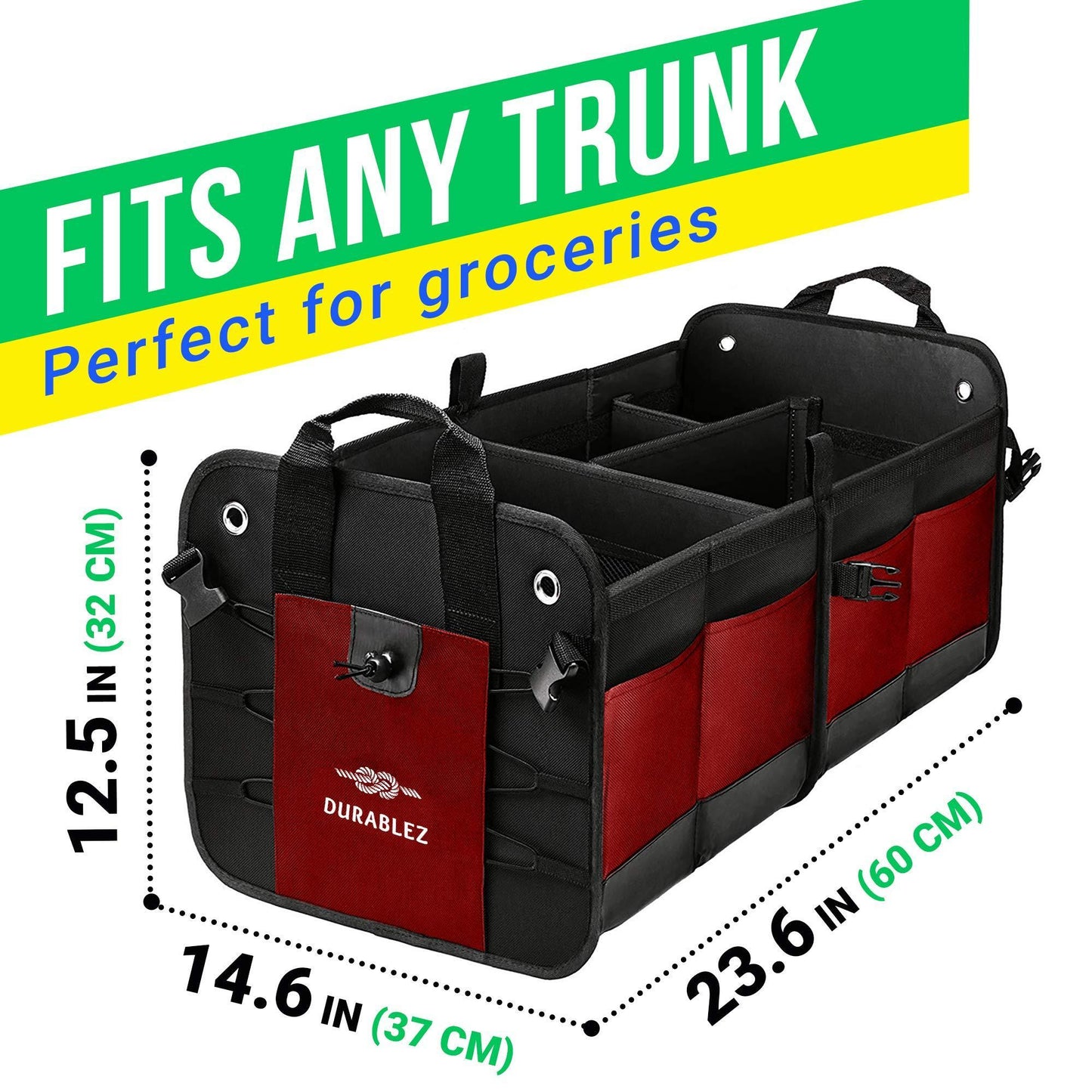 Trunk Organizer with Covering Net Attachable Non Slip Pads and