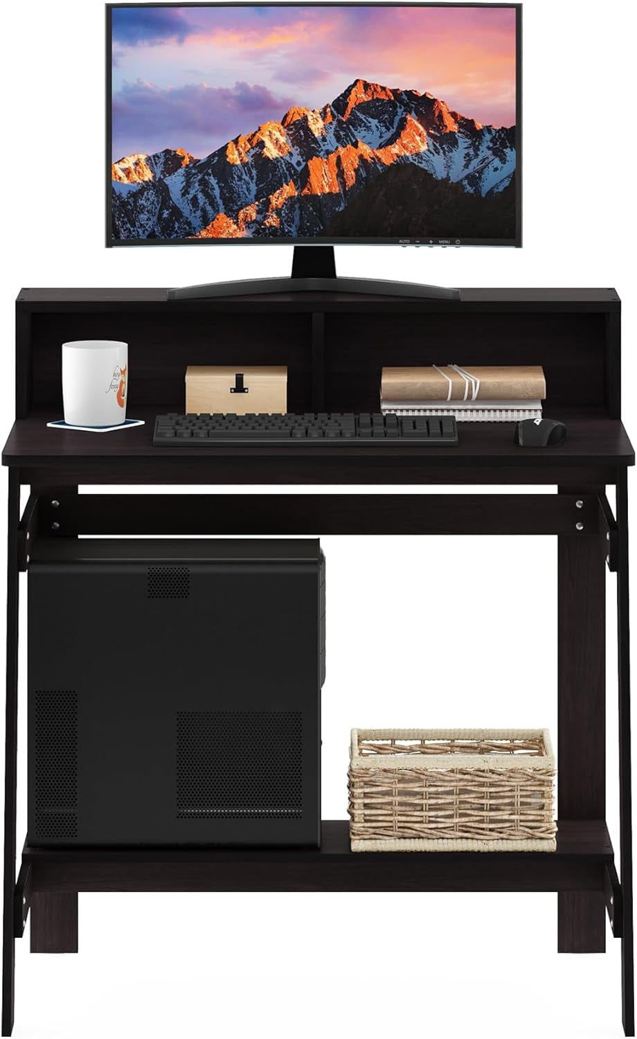 Simplistic a Frame Computer Desk, Dark Walnut