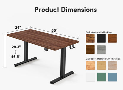 Electric Standing Desk, Height Adjustable Stand up Desk, 55 X 24