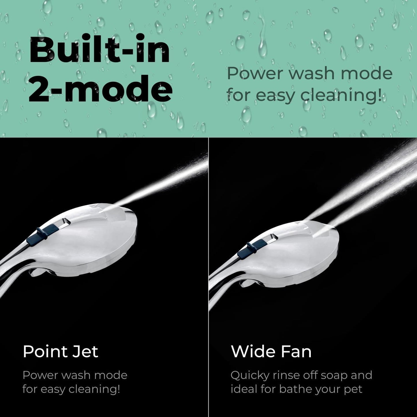 High Pressure Shower Head with Handheld   8 Spray Settings High Flow