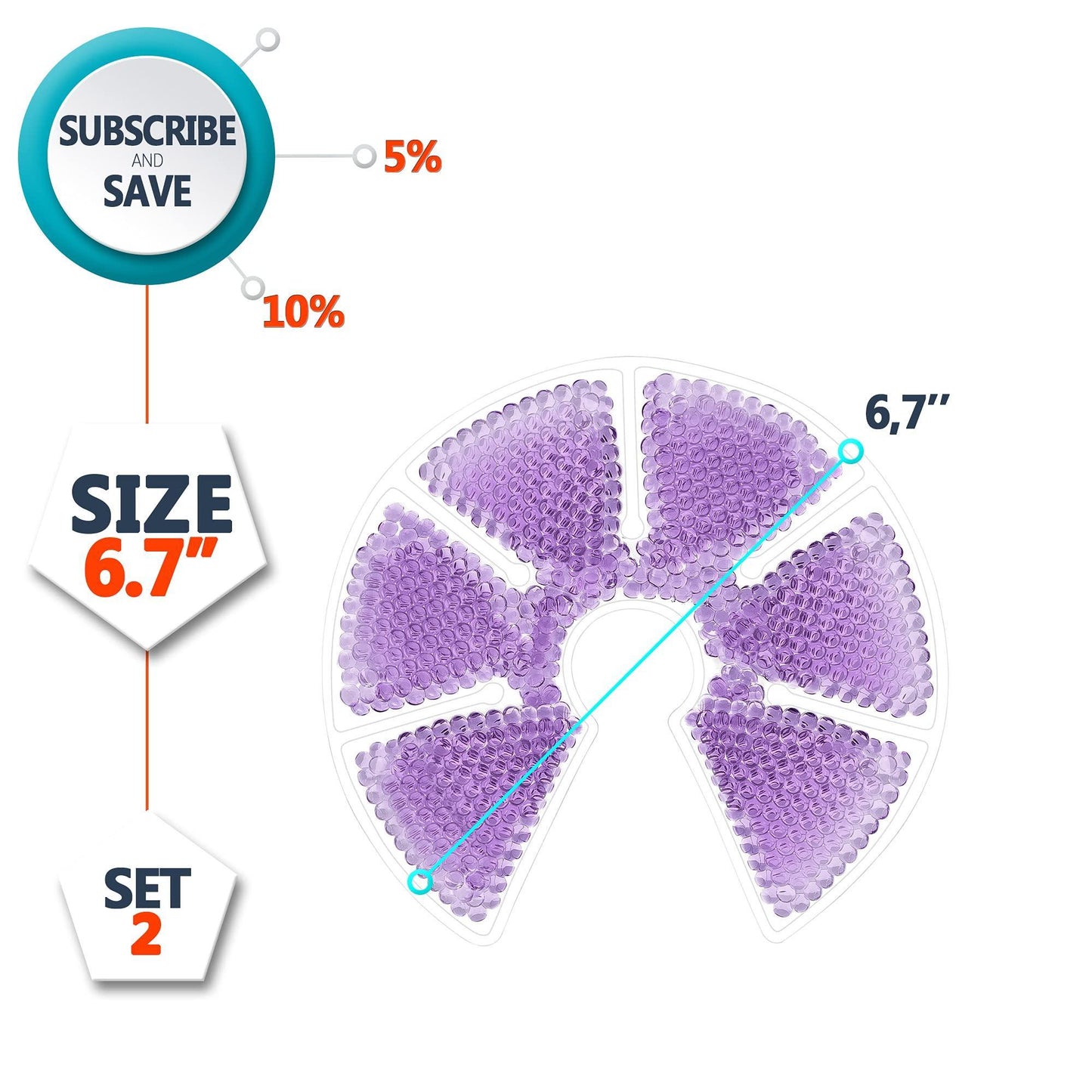 Purple Lactation Massaging Gel Pads for Breastfeeding Nurse and