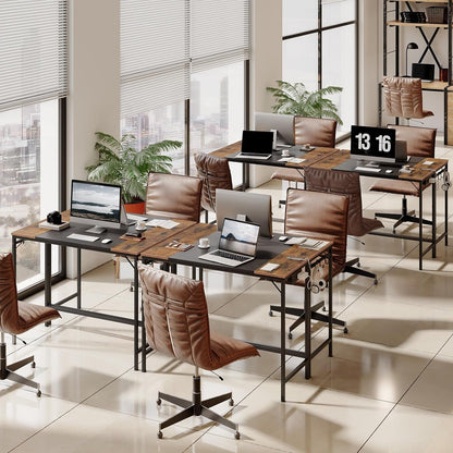 Computer Desk, Home Office Desk with Power Outlet, Modern Study