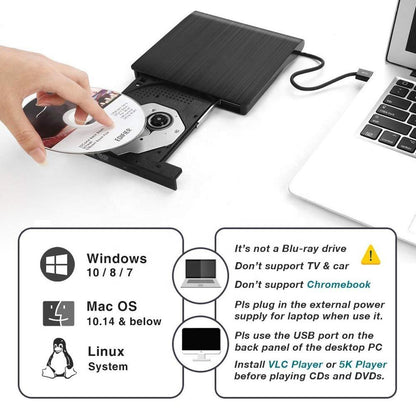 External DVD Drive USB CD DVD 3.0 Burner Writer Rewriter For MacBook