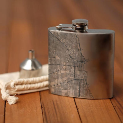 Chicago - Illinois Map Hip Flask