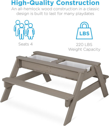 Gray Navy Kids 3-in-1 Sand Water Picnic Table
