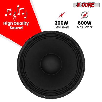 10 Inch Subwoofer Speaker 600W Max 4 Ohm Full Range Replacement DJ