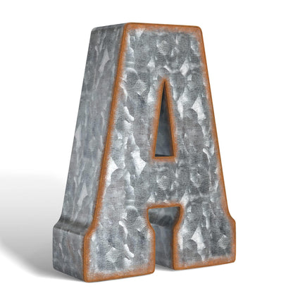 Galvanized Metal Letters for Wall Decor   3D Letter A for Hanging or