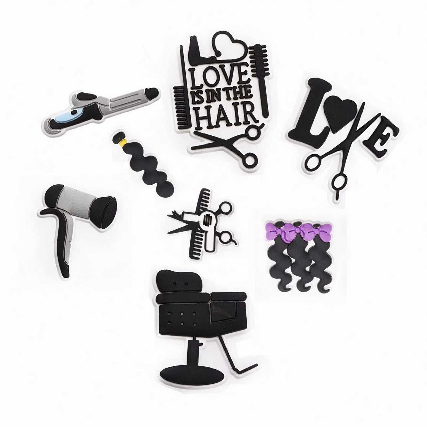 8 Pcs Hairdressing Tools Shoe Charms Hair Stylist Croc Charms Clog