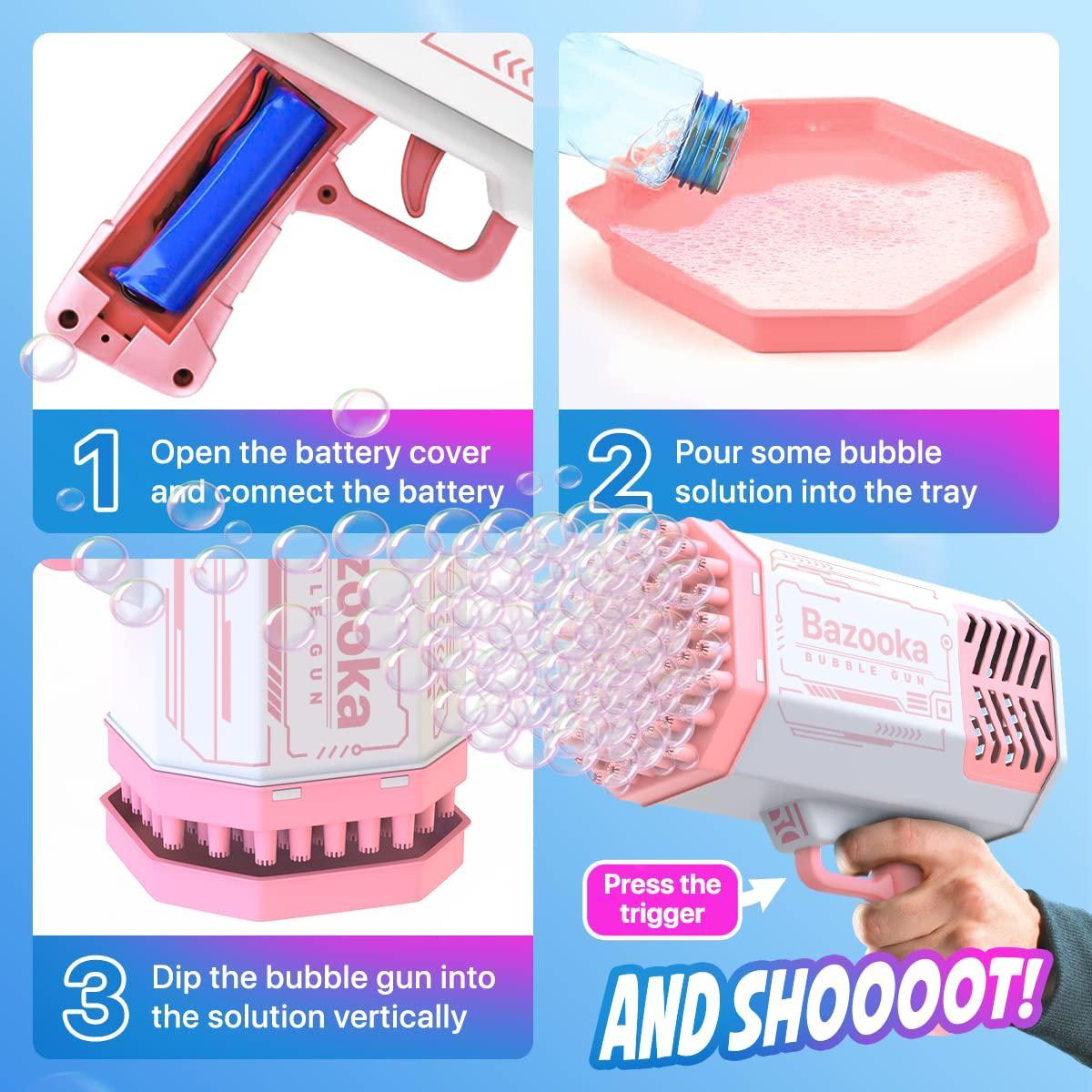 Bubble Machine Blaster   Pink Bubble Gun for Kids Adults Automatic