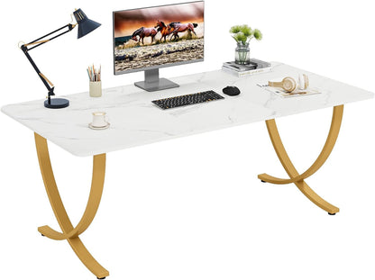 Executive Desk, 63” W X 31.5” D Large Office Desk, Modern Computer