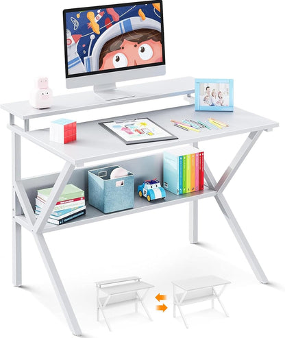 Small Computer Desk, 27.5 Inch Desk for Small Spaces with Storage,