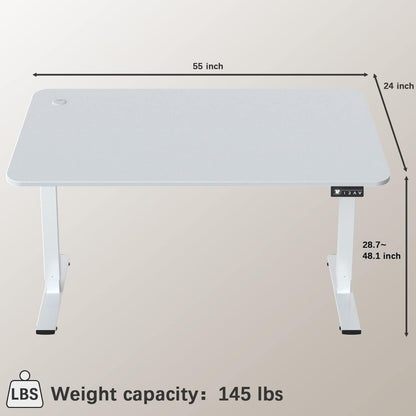 Electric Height Adjustable Standing Desk Large 55 X 24 Inches Sit
